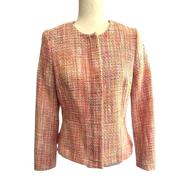 Vintage Talbots Pink Tweed Knit Blazer Jacket Size 4 Preppy Classic Career Twee - Picture 10 of 10